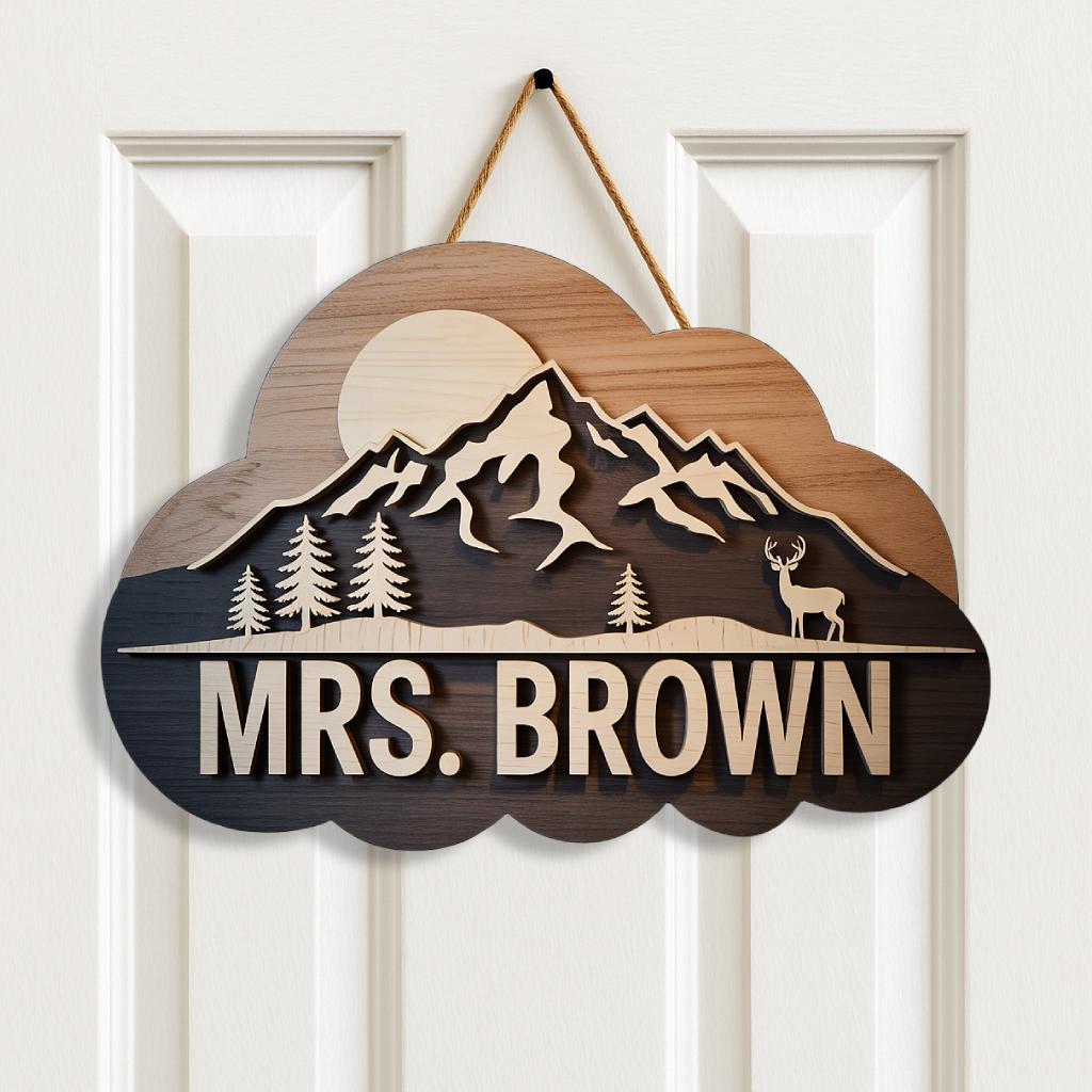 Personalized Mountain Teacher Sign for classroom decor