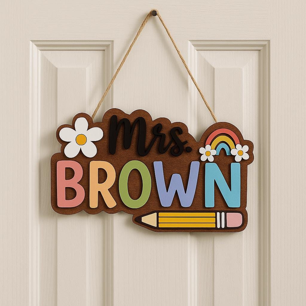 Personalized Pencil Teacher Sign for pencil classroom decor