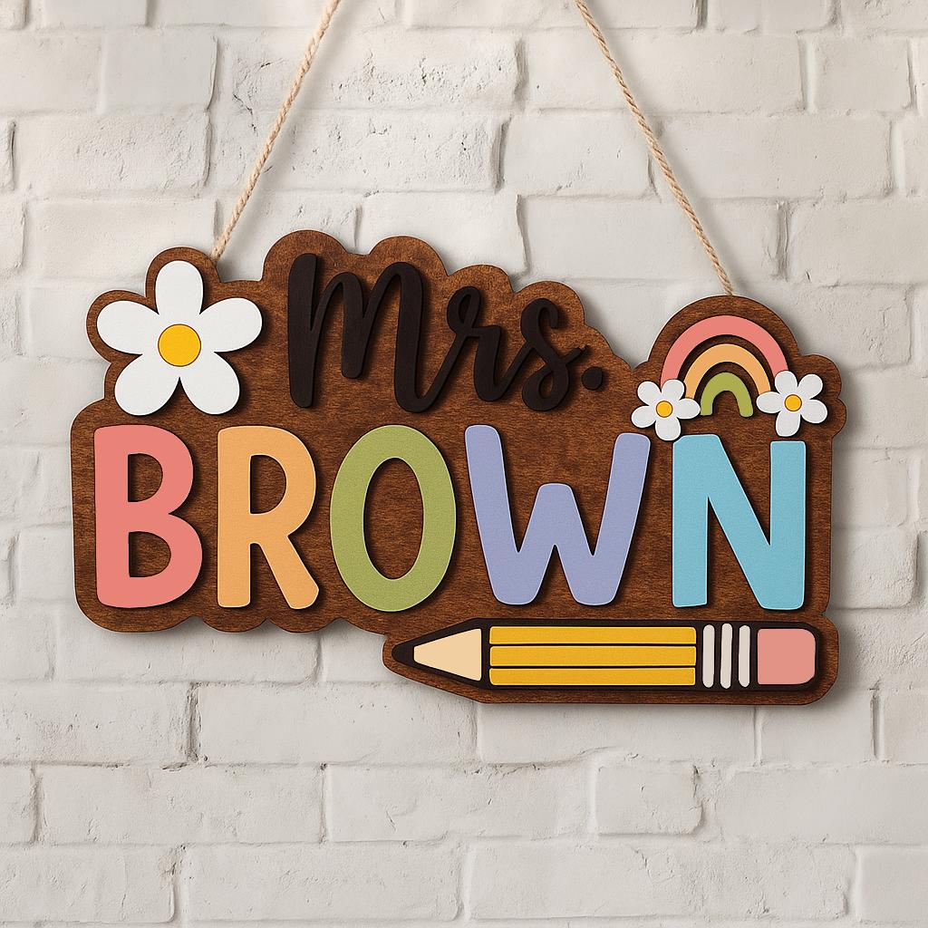Personalized Pencil Teacher Sign with custom name