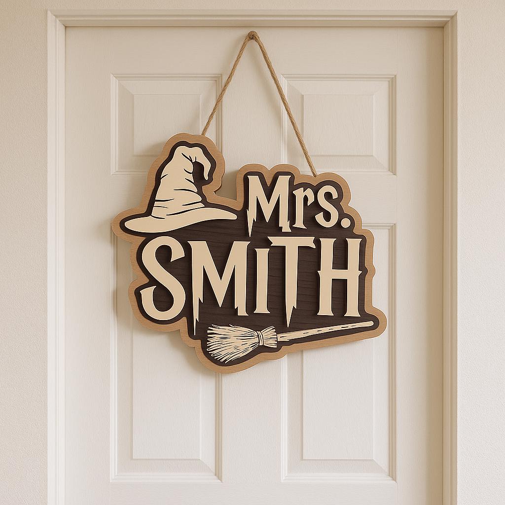Personalized Wizard Teacher Sign design detail