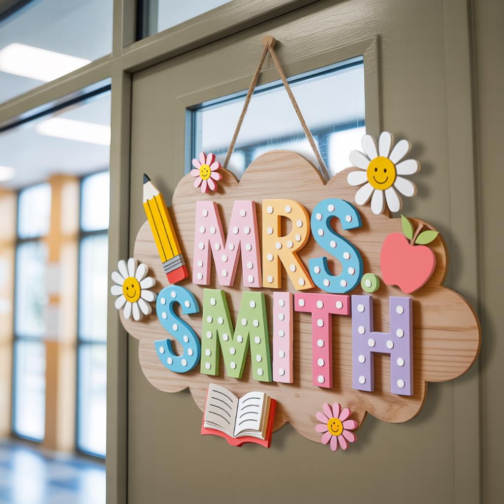 Personalized 3D Teacher Door Sign design detail