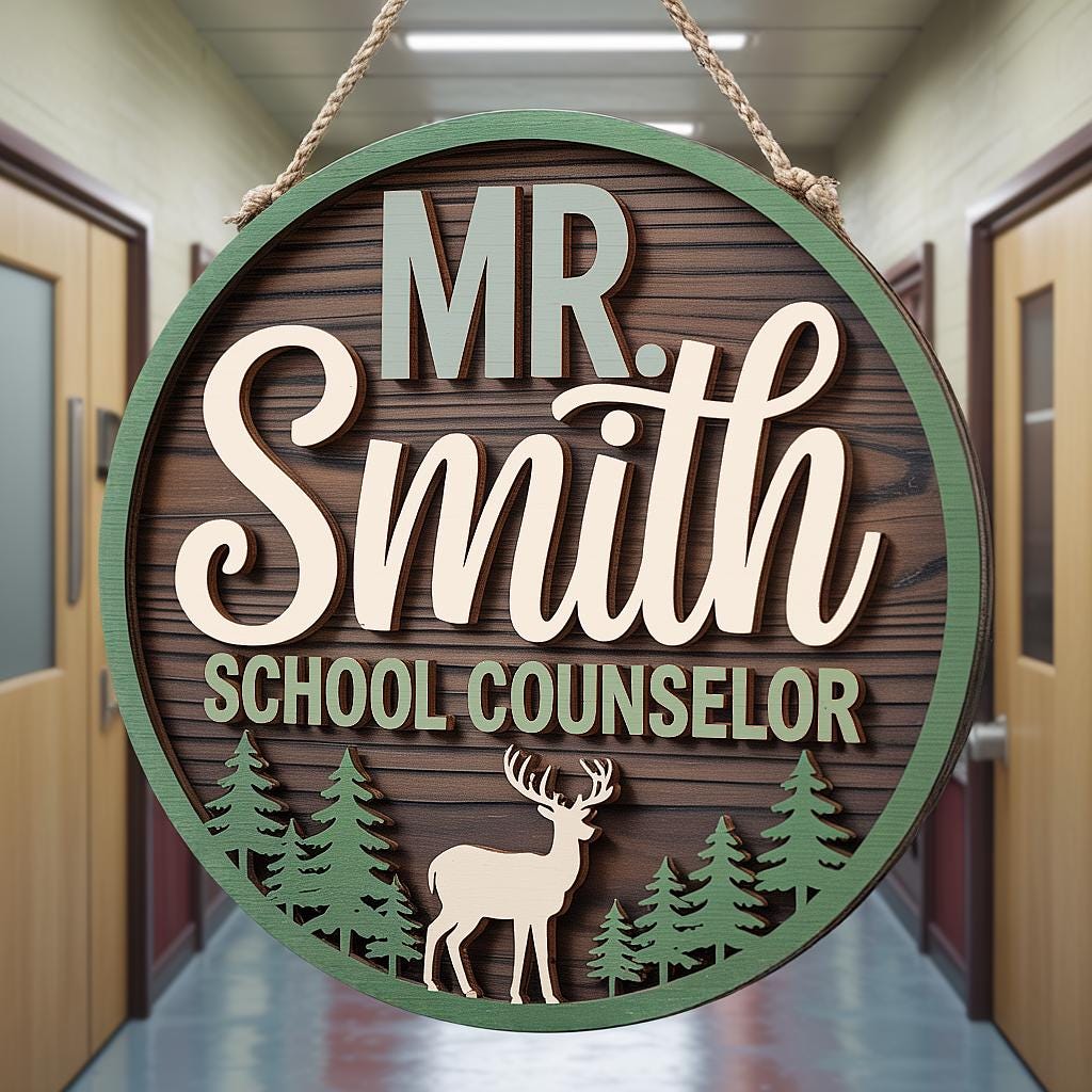 Personalized School Counselor Sign design detail