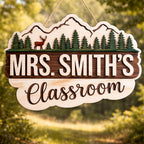 Custom Mountain Teacher Door Hanger for back to school