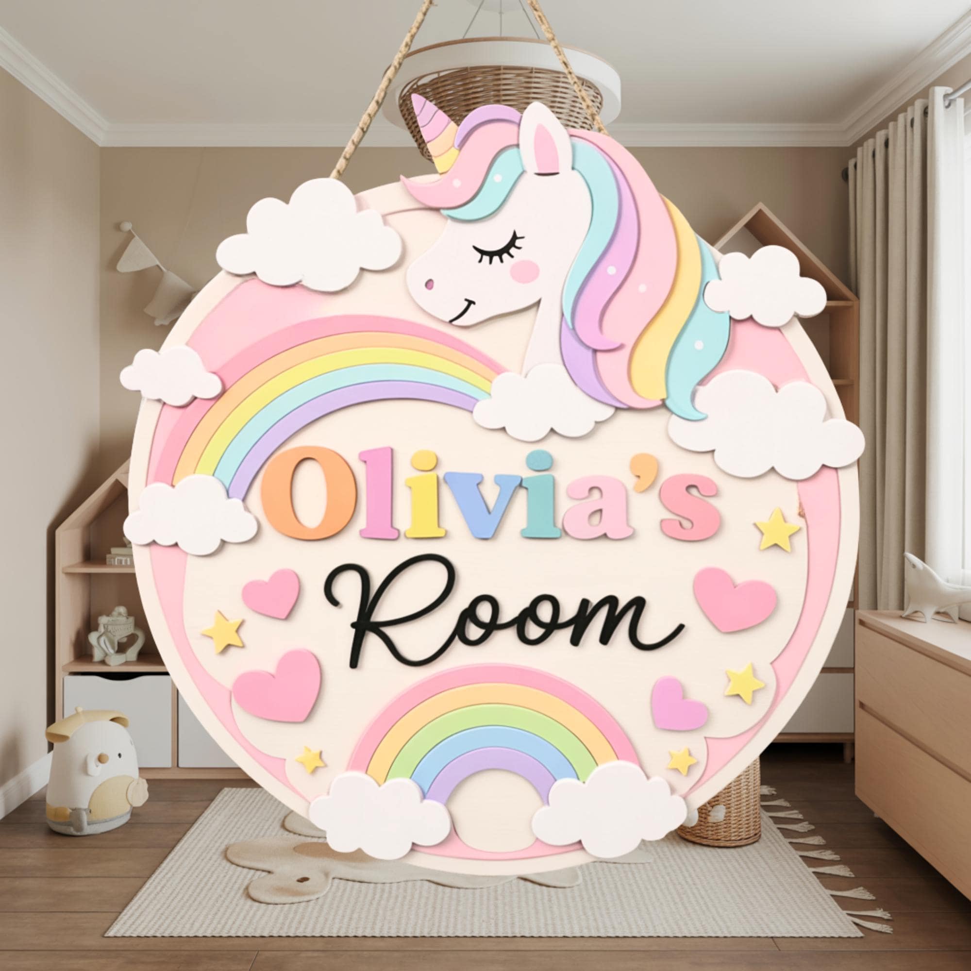 Personalized Unicorn Name Sign for kids room decor