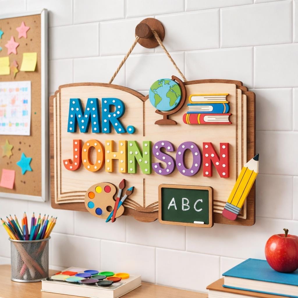 Personalized 3D Teacher Sign with custom name