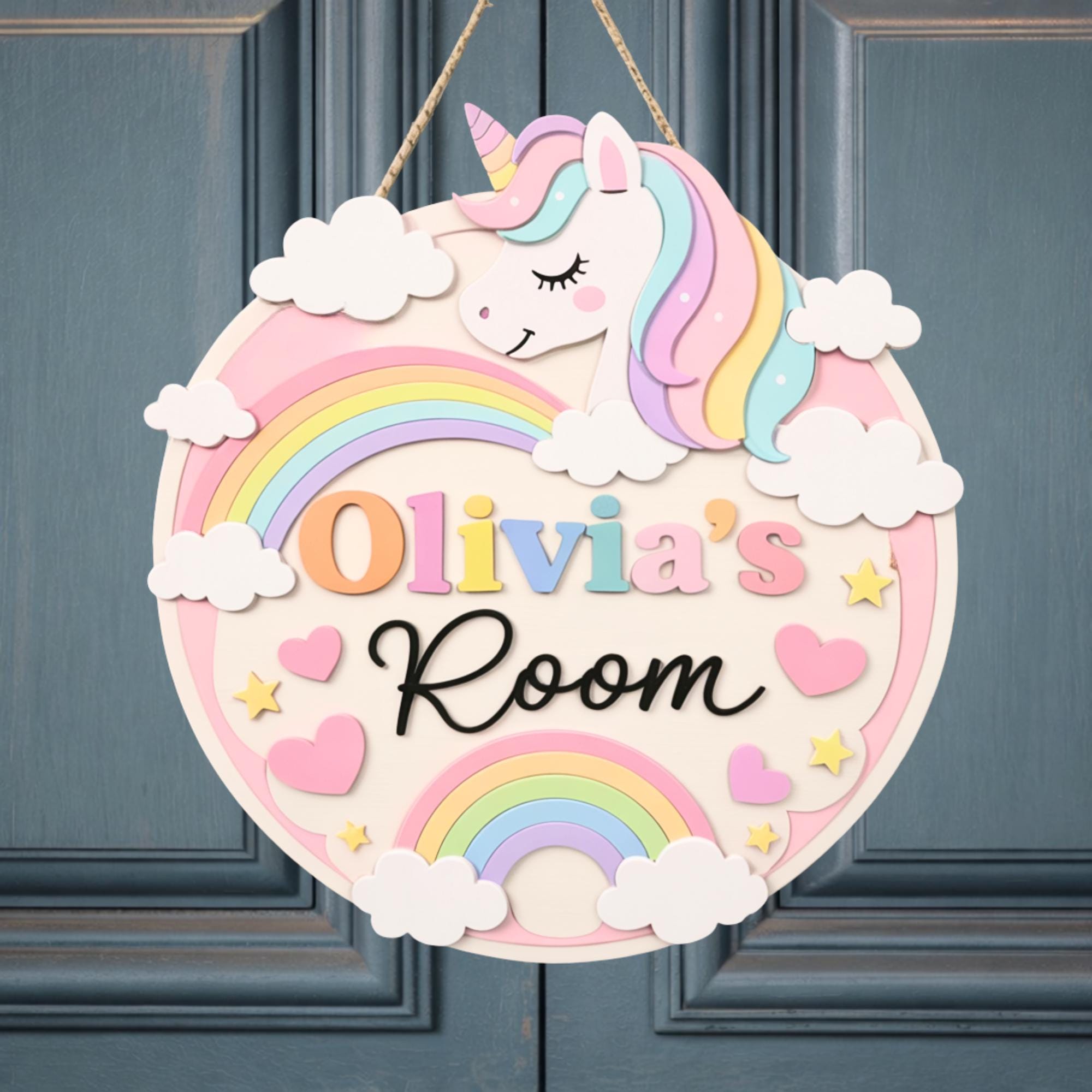 Personalized Unicorn Name Sign display detail