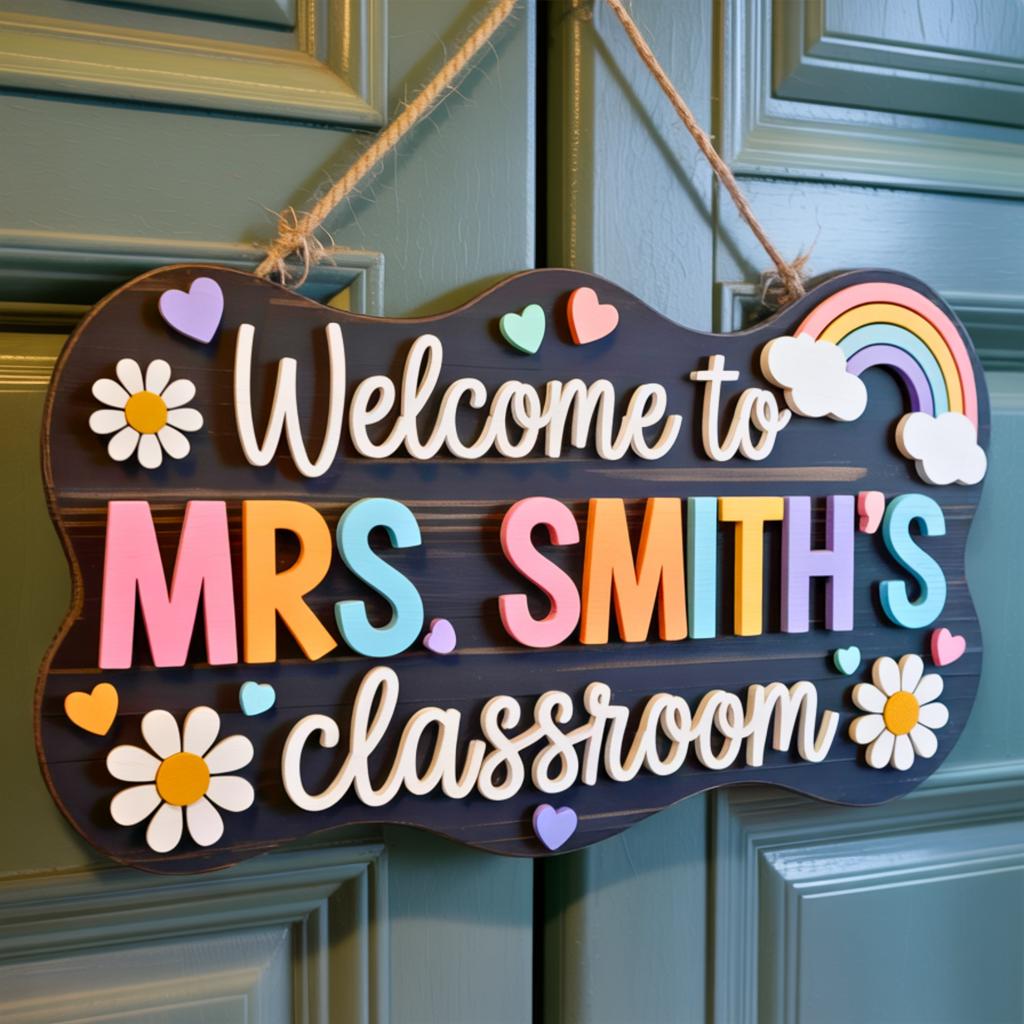 Personalized Rainbow Teacher Sign alternate product view