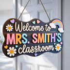 Personalized Rainbow Teacher Sign design detail