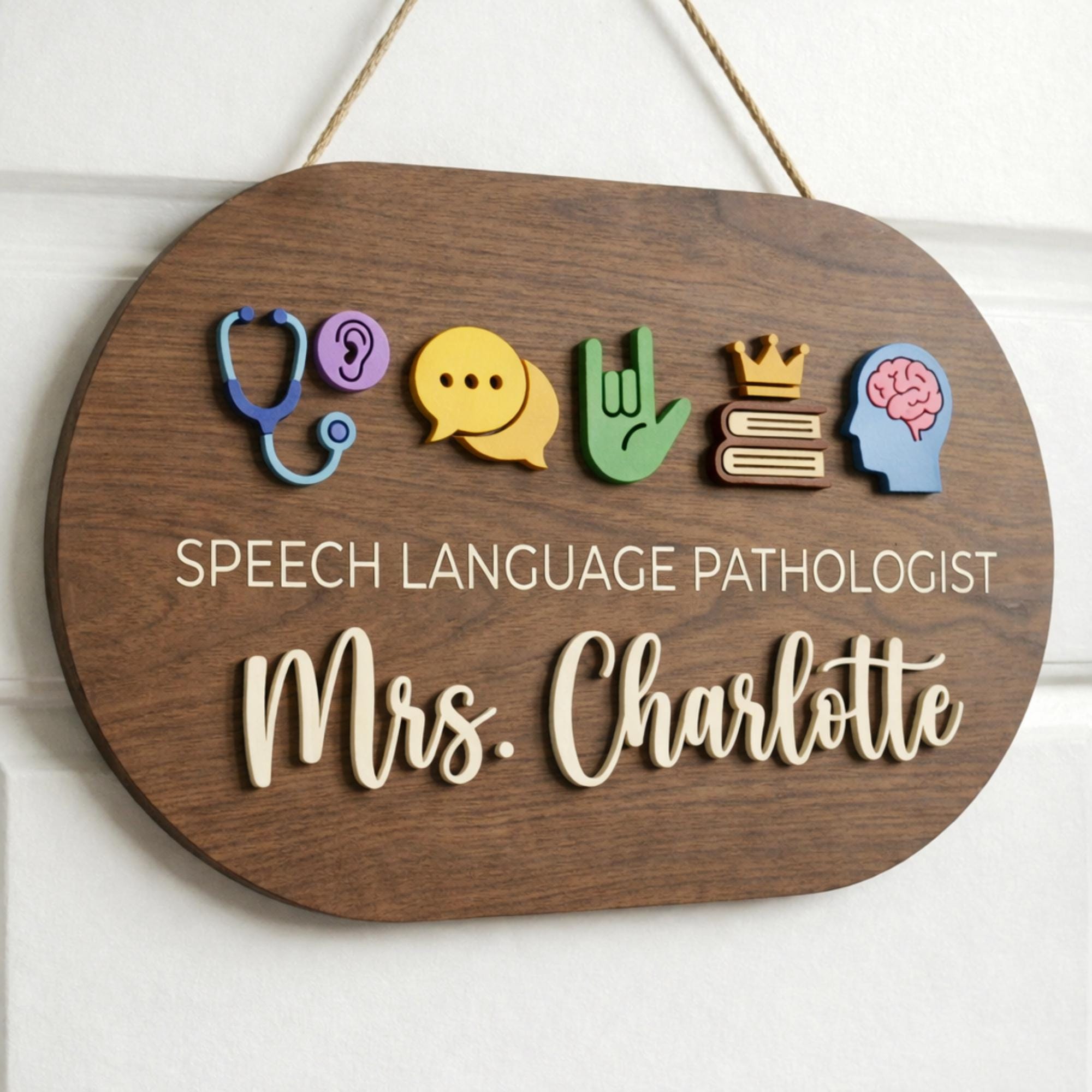 Custom Speech Pathologist Door Sign design detail