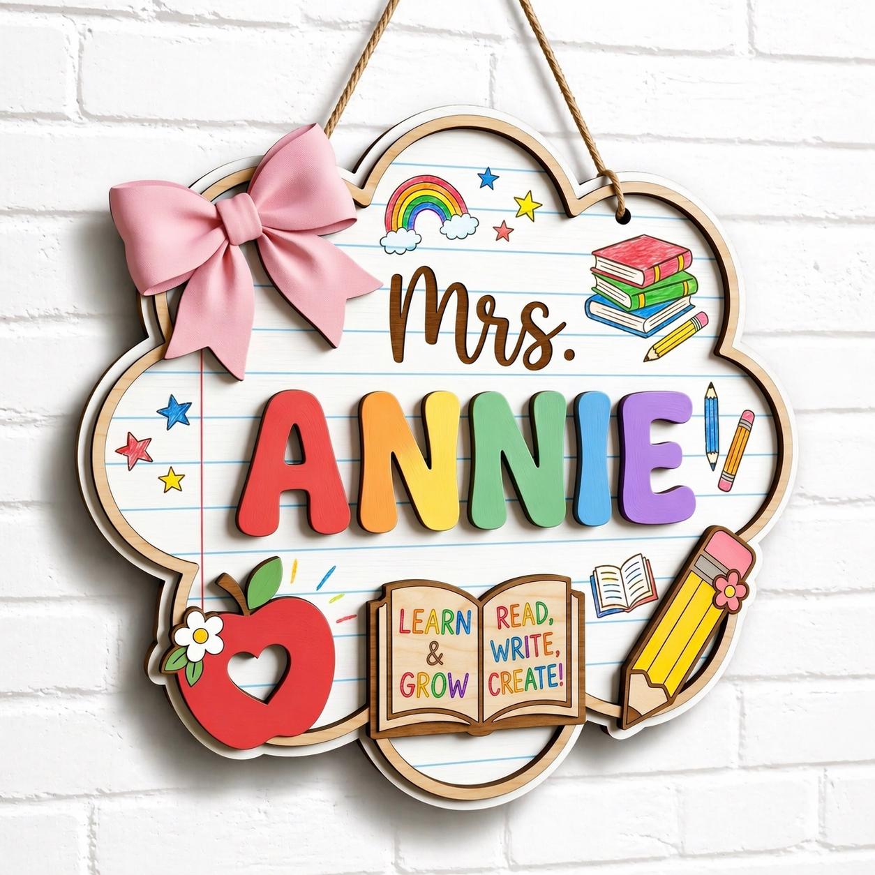 Personalized Teacher Door Sign for classroom welcome decor