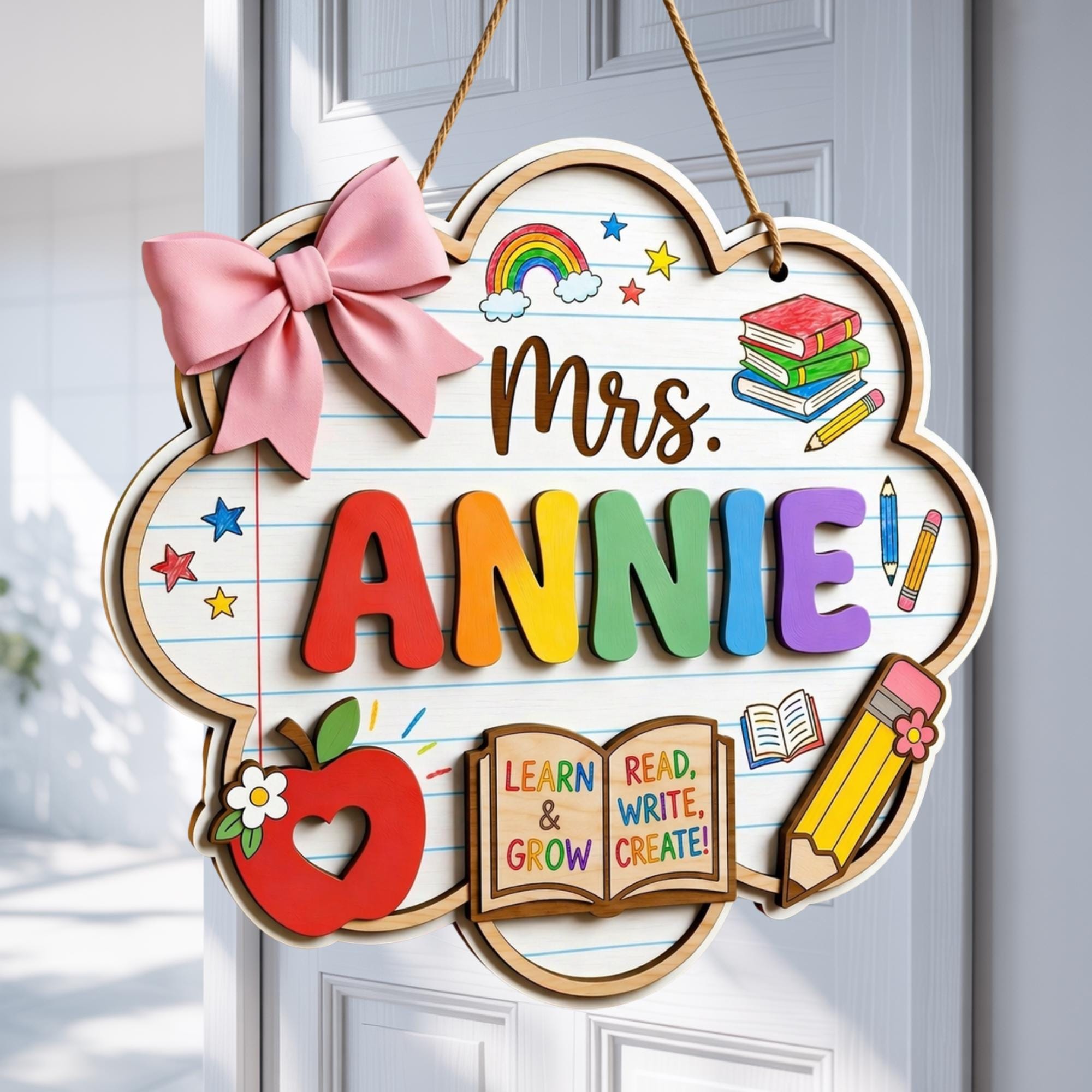 Personalized Teacher Door Sign design detail