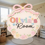 Personalized Floral Girl Door Sign