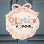 Personalized Floral Girl Door Sign design detail
