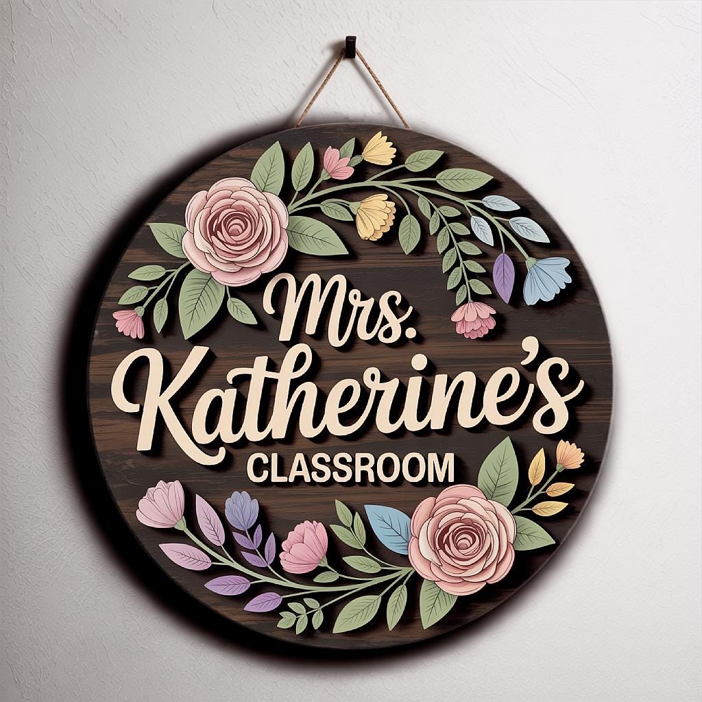 Personalized Floral Teacher Sign alternate product view