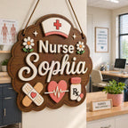 Personalized Nurse Wooden Door Hanger, Personalized School Nurse Sign, School Nurse Door Hanger, Nurse Welcome Sign, Gift for
