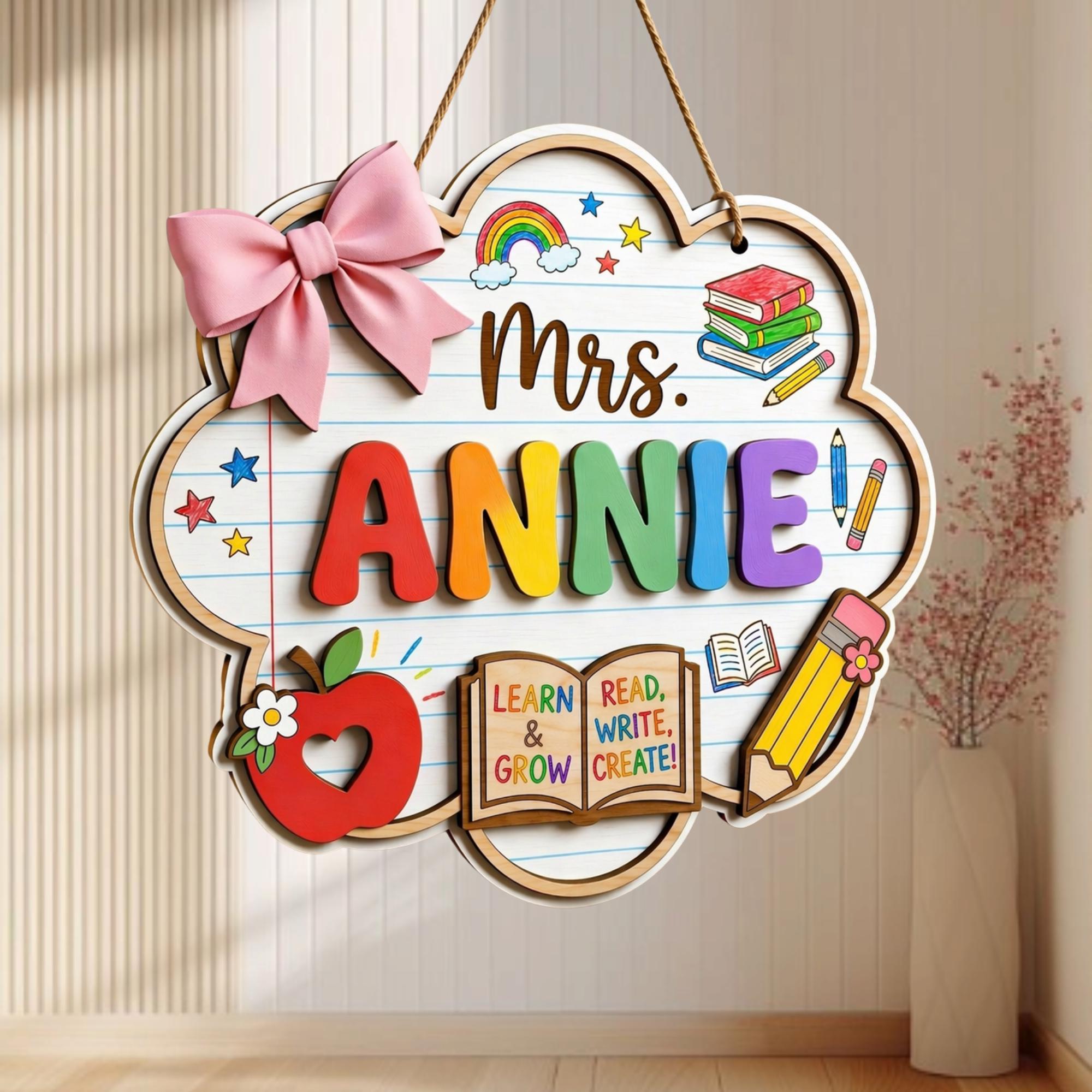 Personalized Teacher Door Sign for teacher name sign