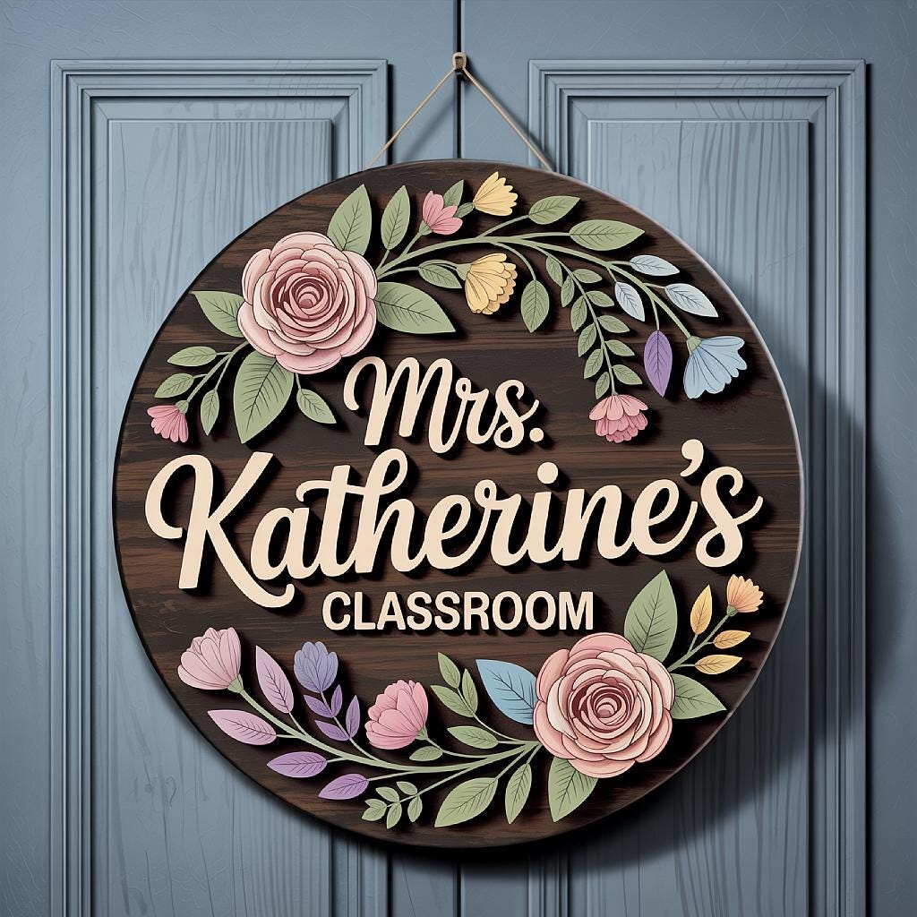 Personalized Floral Teacher Sign for floral classroom decor