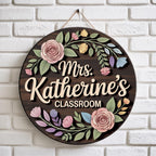 Personalized Floral Teacher Sign design detail