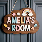 Personalized Girl Door Hanger, Nursery Name Sign, Custom Nursery Name Wall Art, Kids Bedroom Sign, Girls Welcome Sign, Custom