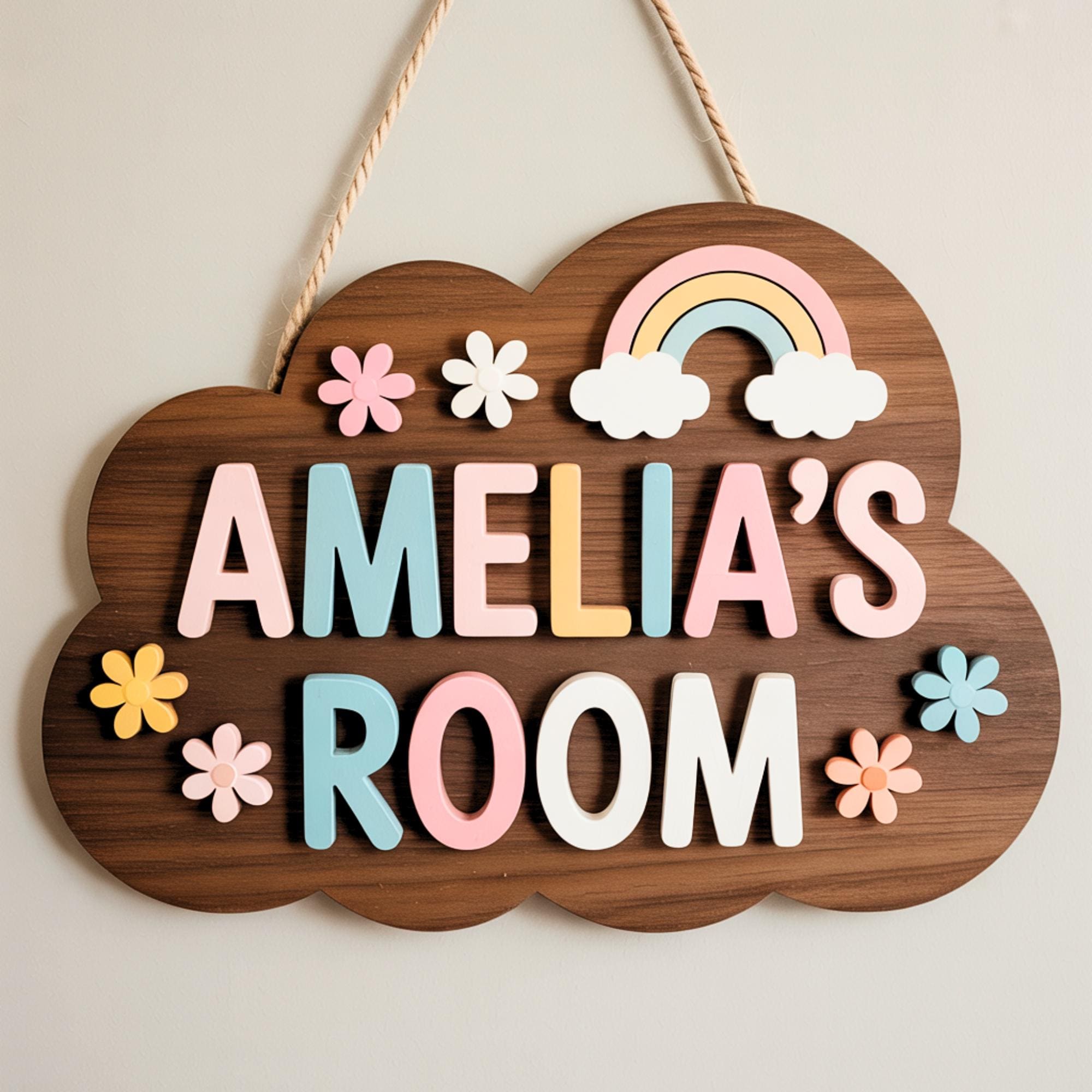 Personalized Girl Door Hanger, Nursery Name Sign, Custom Nursery Name Wall Art, Kids Bedroom Sign, Girls Welcome Sign, Custom