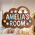 Personalized Girl Door Hanger, Nursery Name Sign, Custom Nursery Name Wall Art, Kids Bedroom Sign, Girls Welcome Sign, Custom