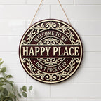Happy Place Wooden Sign for garden decor