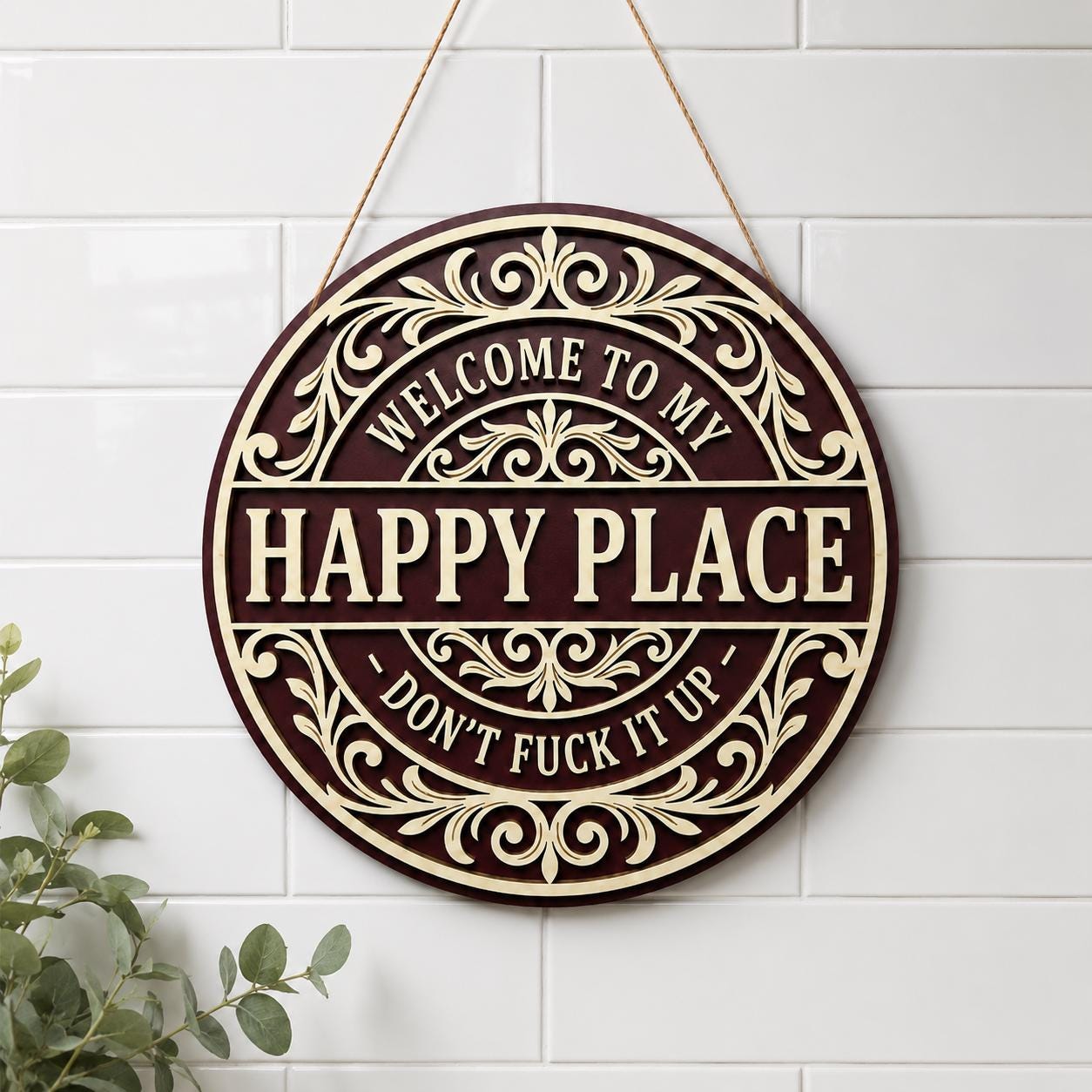Happy Place Wooden Sign for garden decor