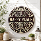 Happy Place Wooden Sign detail