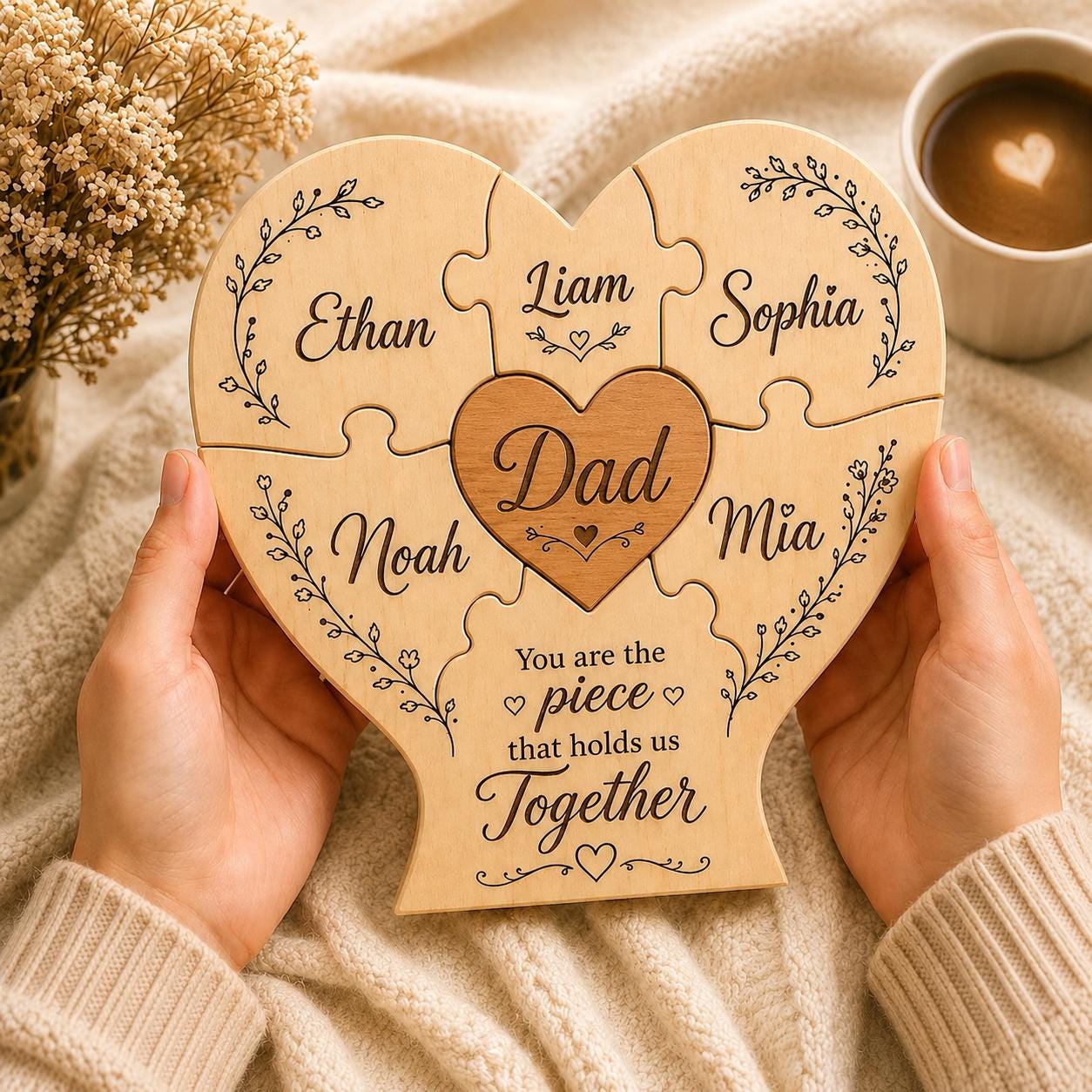 Personalized Wooden Family Puzzle detail