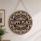 Happy Place Wooden Sign for patio decor