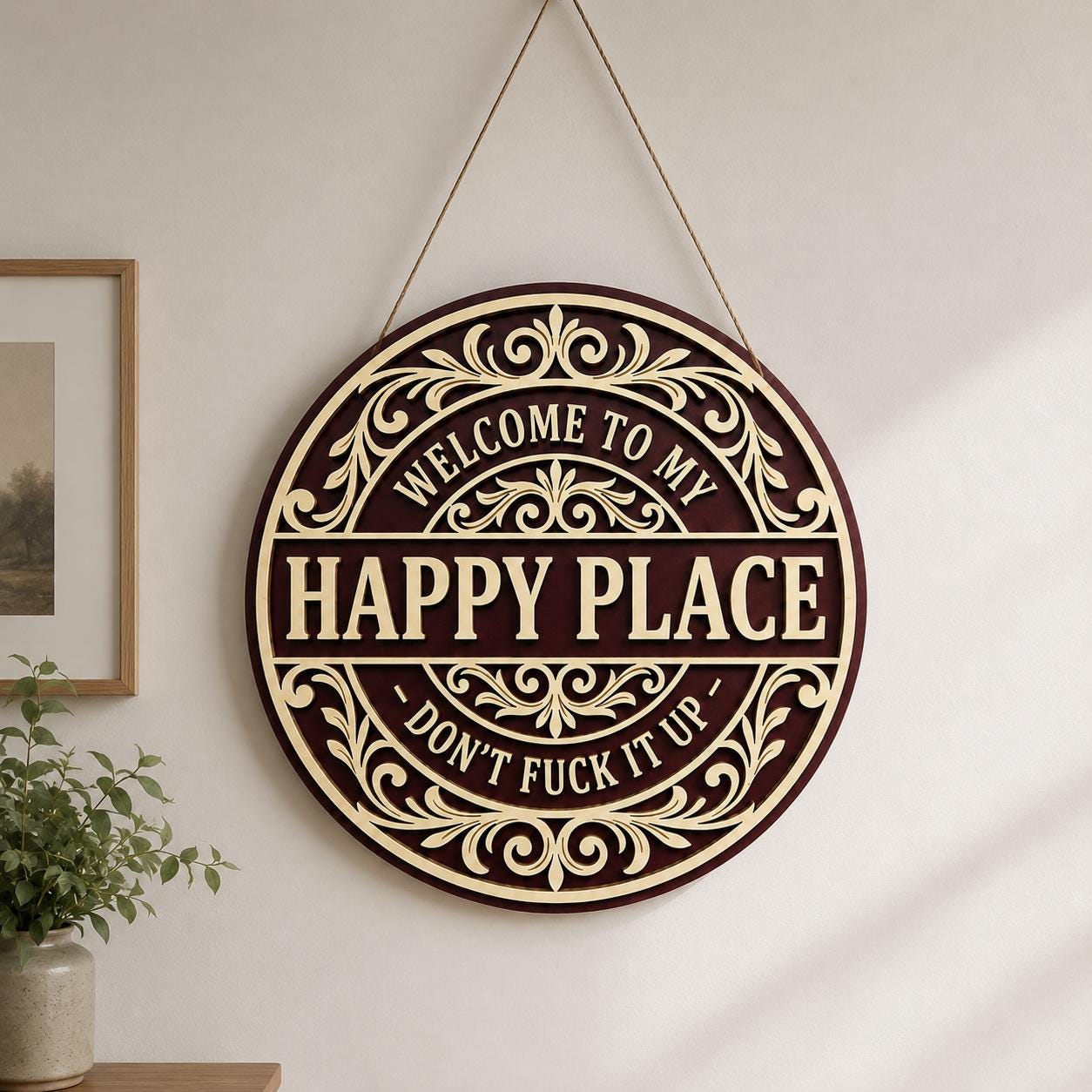 Happy Place Wooden Sign for patio decor
