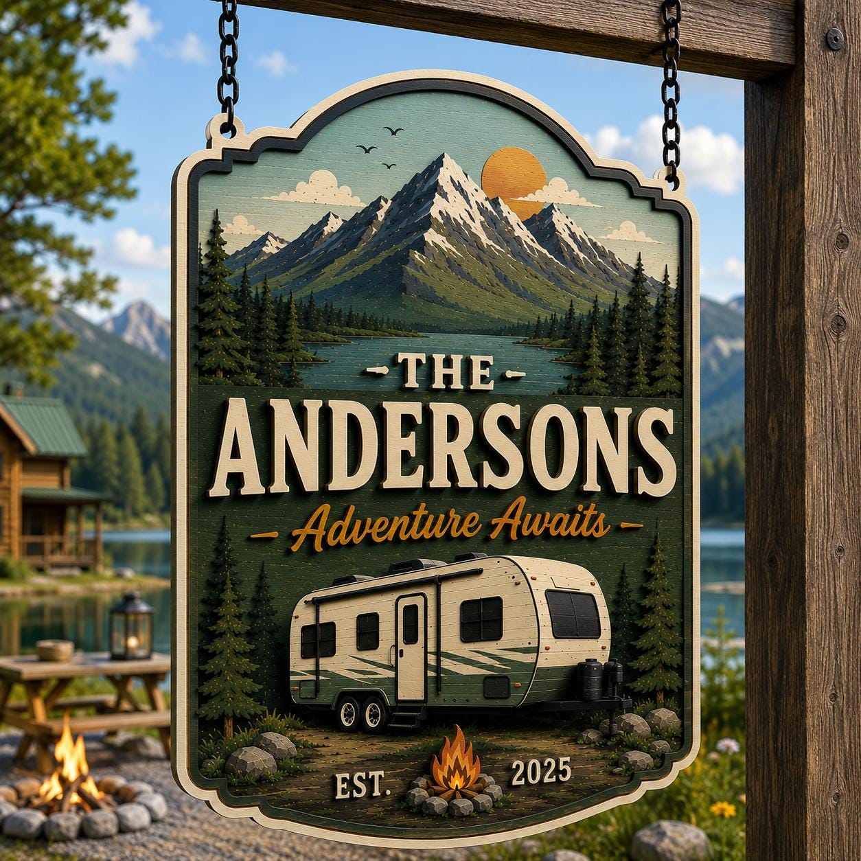 Personalized RV Campsite Sign detail