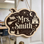 Custom Witch Hat Teacher Sign display detail