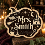 Custom Witch Hat Teacher Sign design detail
