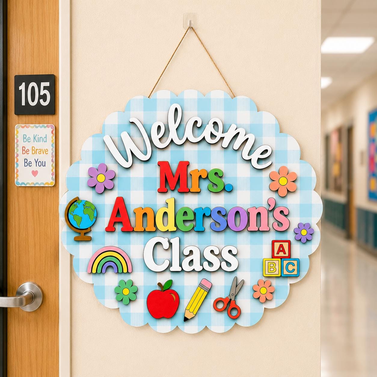 Personalized Teacher Welcome Sign design detail