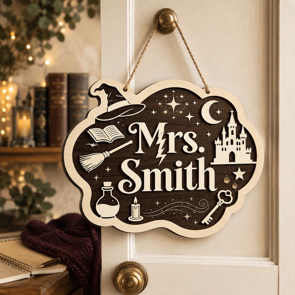 Custom Witch Hat Teacher Sign for back to school