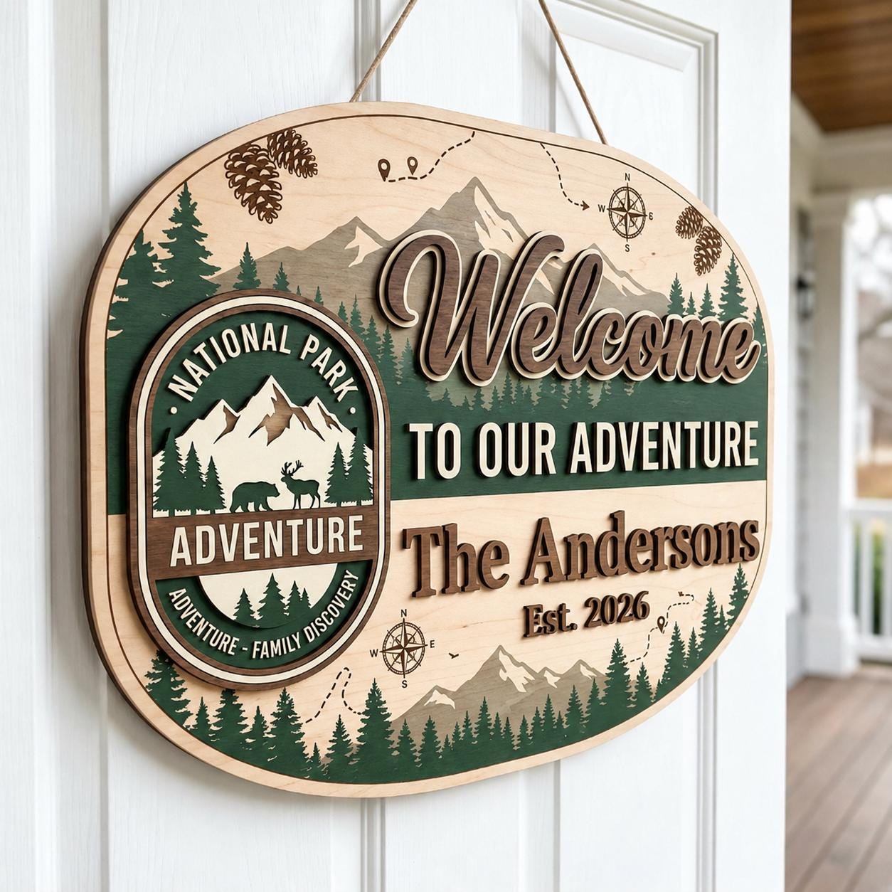 Personalized National Park Sign for mountain cabin decor