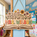 Personalized Floral Teacher Sign detail