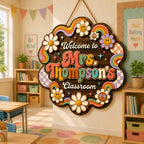 Personalized Rainbow Teacher Sign display detail