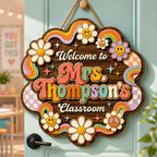 Personalized Rainbow Teacher Sign detail