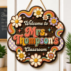 Personalized Rainbow Teacher Sign design detail