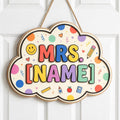 Personalized Colorful Teacher Sign - Classroom Welcome Decor