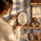 Personalized Bunny Baby Name Hoop - Woodland Nursery Wall Decor