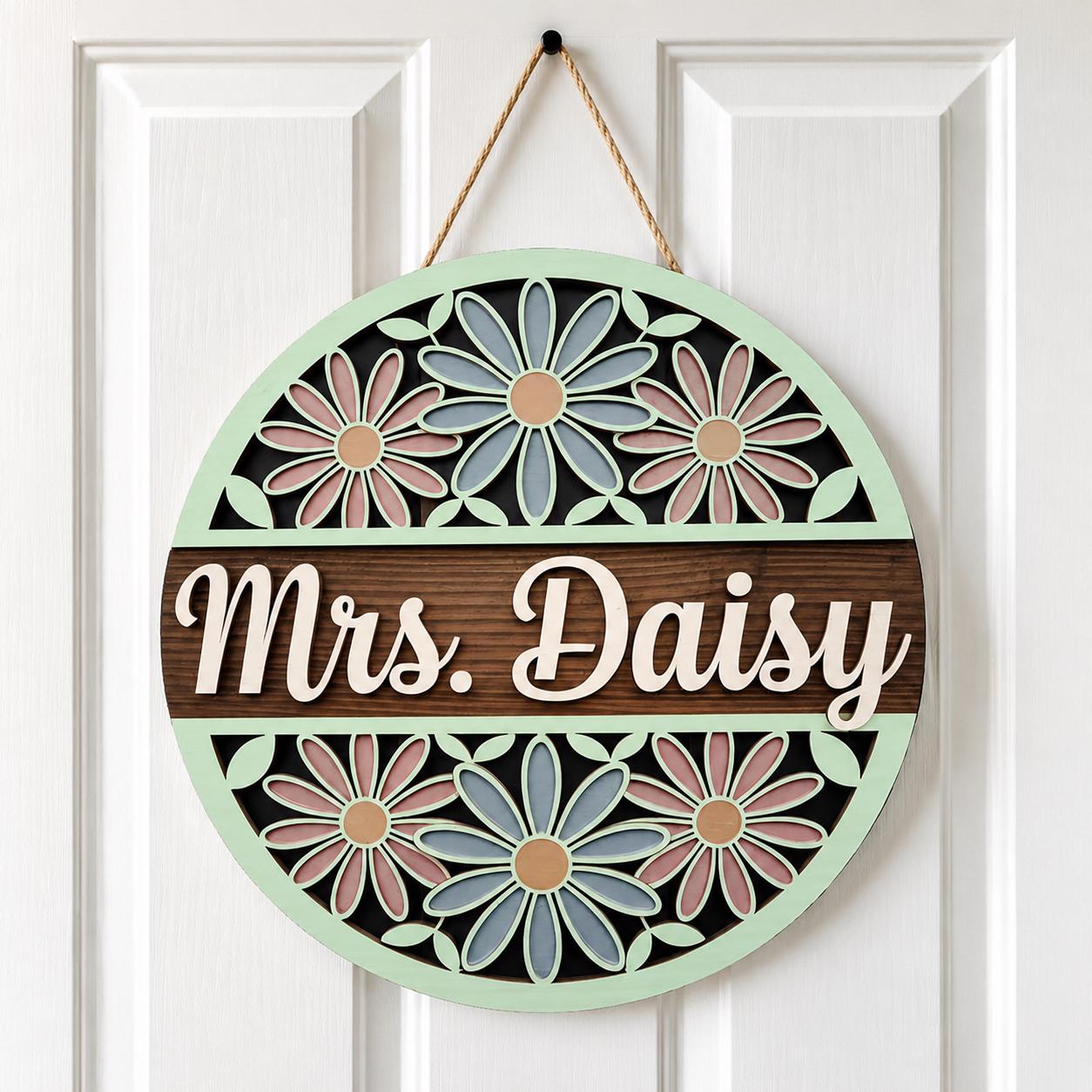 Personalized Daisy Teacher Sign with custom name