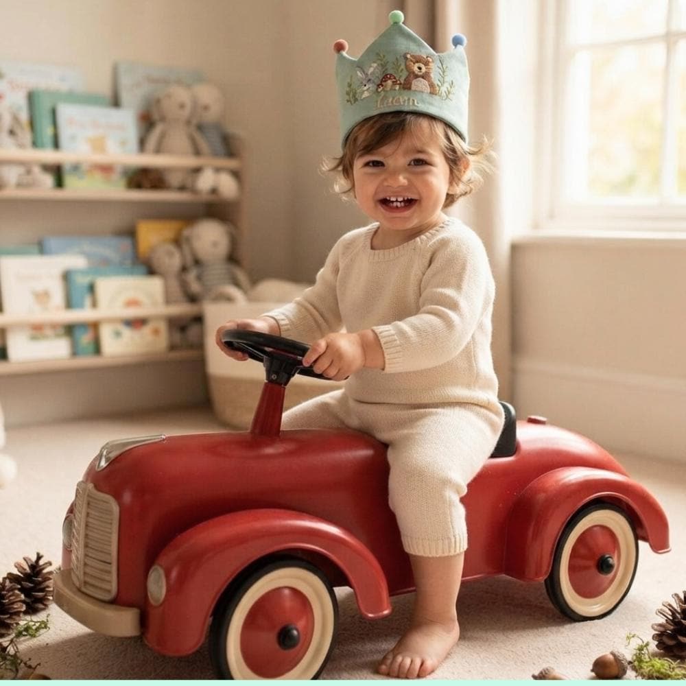 Personalized Woodland Birthday Crown - Embroidered Forest Party Hat