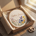 Personalized Oval Floral Baby Name Hoop - Embroidered Nursery Sign