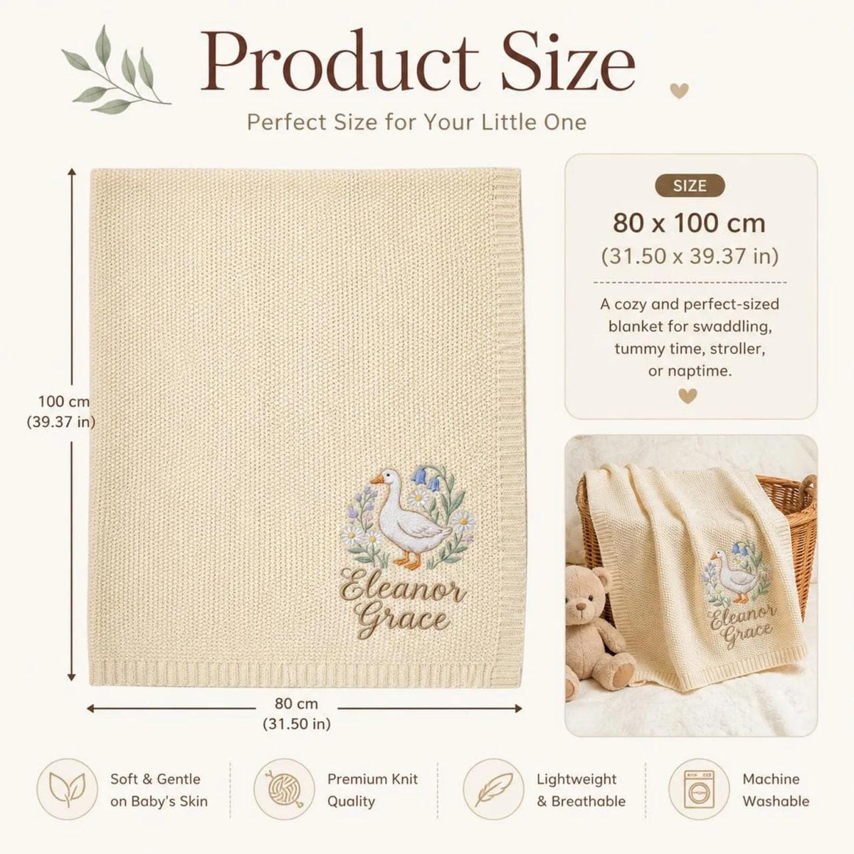 Personalized Butterfly Baby Blanket - Embroidered Floral Nursery Gift