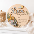 Personalized Safari Birth Announcement for nursery decor