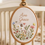 Personalized Wildflower Baby Name Hoop - Embroidered Nursery Sign