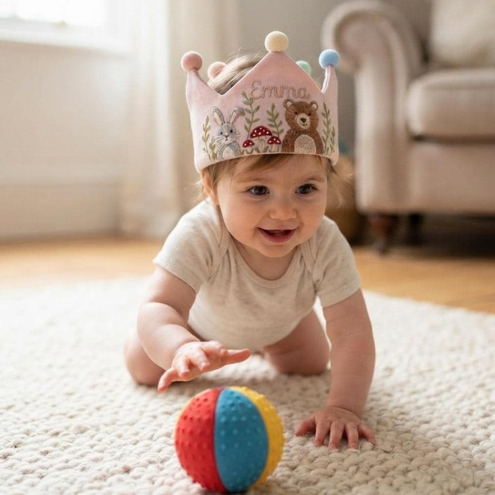 Personalized Woodland Birthday Crown - Embroidered Forest Party Hat